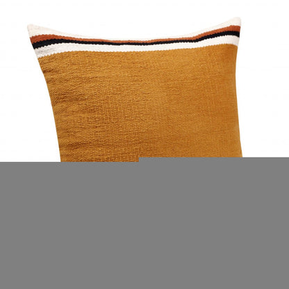 20" X 20" Orange White And Black 100% Cotton Geometric Zippered Pillow