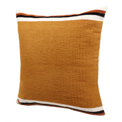 20" X 20" Orange White And Black 100% Cotton Geometric Zippered Pillow