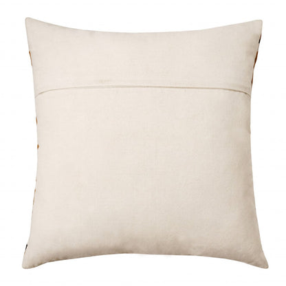 20" X 20" Orange White And Black 100% Cotton Geometric Zippered Pillow