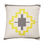 20" X 20" Gray White And Yellow 100% Cotton Geometric Zippered Pillow