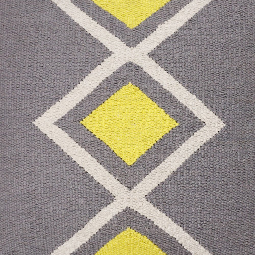 20" X 20" Gray White And Yellow 100% Cotton Geometric Zippered Pillow
