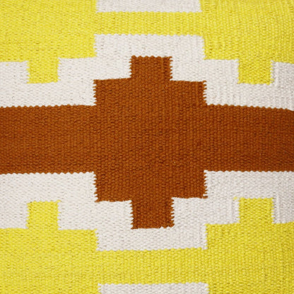 20" X 20" Adobe Orange Yellow And White 100% Cotton Geometric Zippered Pillow
