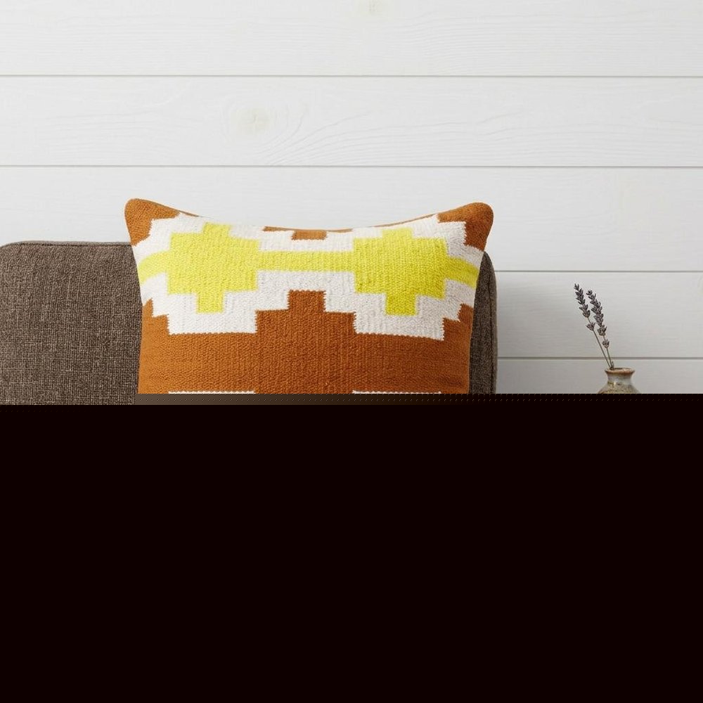 20" X 20" Adobe Orange Yellow And White 100% Cotton Geometric Zippered Pillow