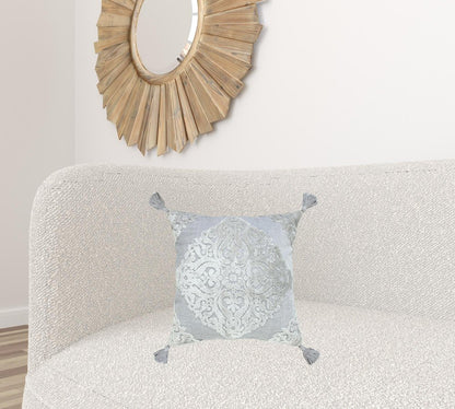 20" Blue Throw Pillow with Tassels