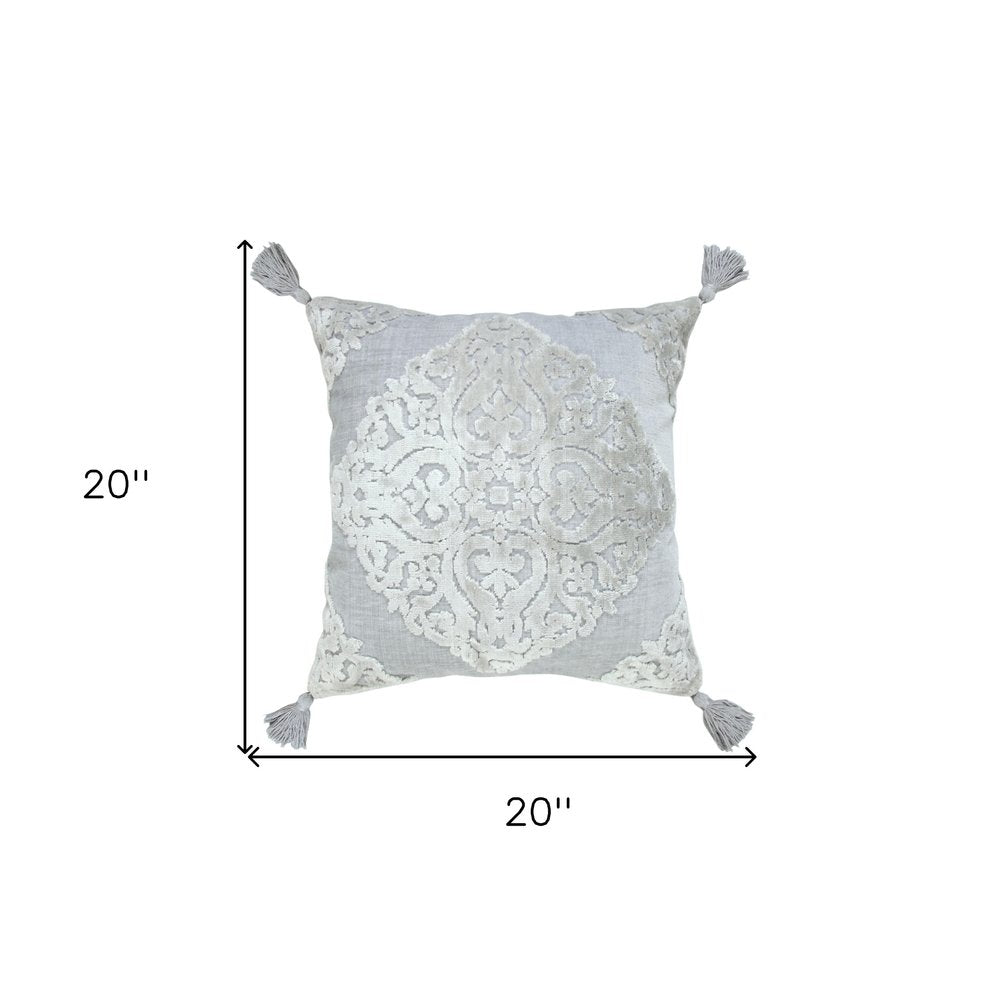 20" Blue Throw Pillow with Tassels