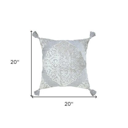 20" Blue Throw Pillow with Tassels