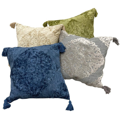 20" Blue Throw Pillow with Tassels