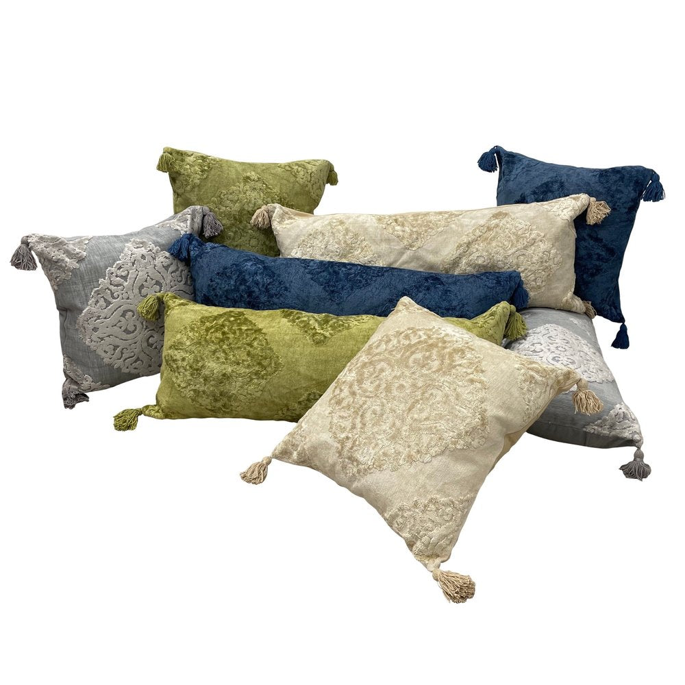 20" Blue Throw Pillow with Tassels