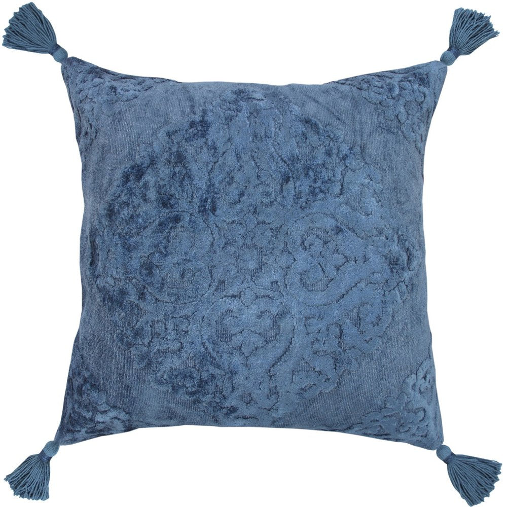 20" Blue Throw Pillow with Tassels
