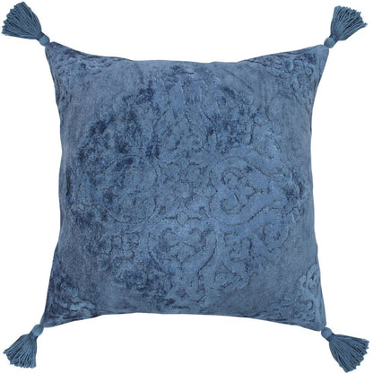 20" Blue Throw Pillow with Tassels