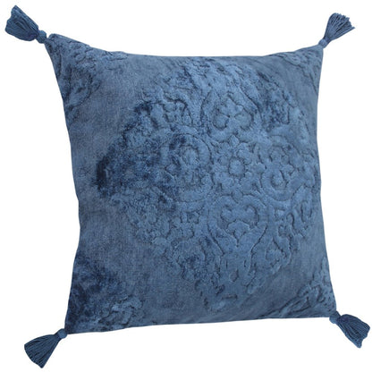 20" Blue Throw Pillow with Tassels