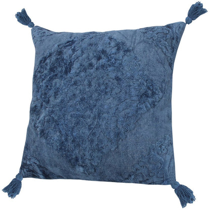 20" Blue Throw Pillow with Tassels