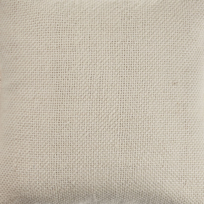 20" X 20" Ivory And White 100% Cotton Zippered Pillow