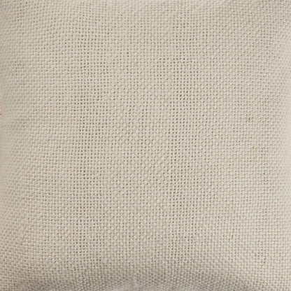 20" X 20" Ivory And White 100% Cotton Zippered Pillow