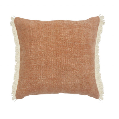 20" X 20" Orange And Tan 100% Cotton Zippered Pillow