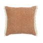 20" Gray And Ivory Cotton Color Block Throw Pillow with Fringe