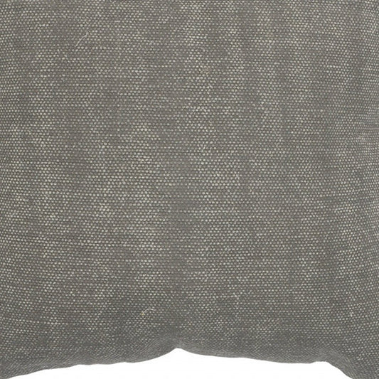 20" Gray And Ivory Cotton Color Block Throw Pillow with Fringe