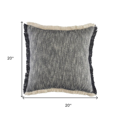 20" X 20" Dark Blue And White 100% Cotton Abstract Zippered Pillow