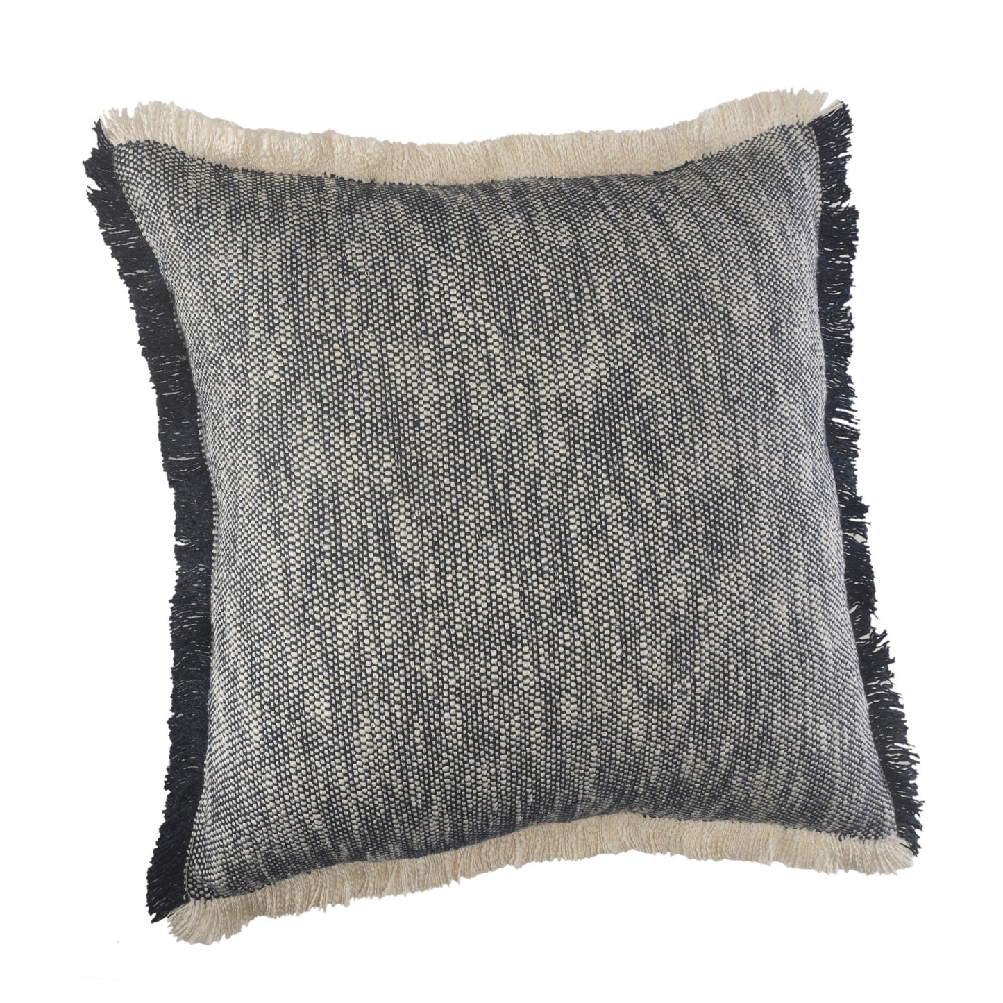 20" X 20" Gray And White 100% Cotton Abstract Zippered Pillow