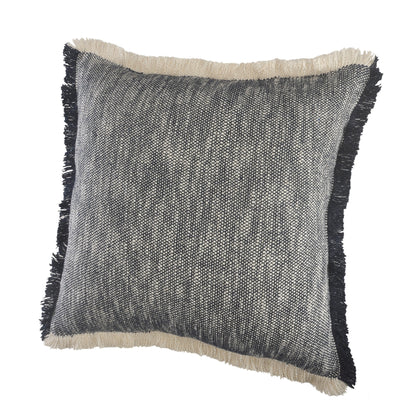 20" X 20" Gray And White 100% Cotton Abstract Zippered Pillow