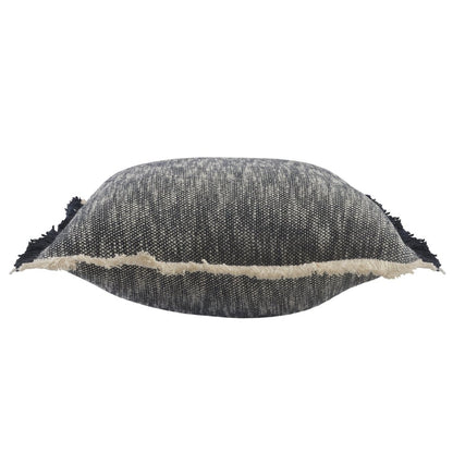 20" Navy Blue Cotton Throw Pillow with Fringe