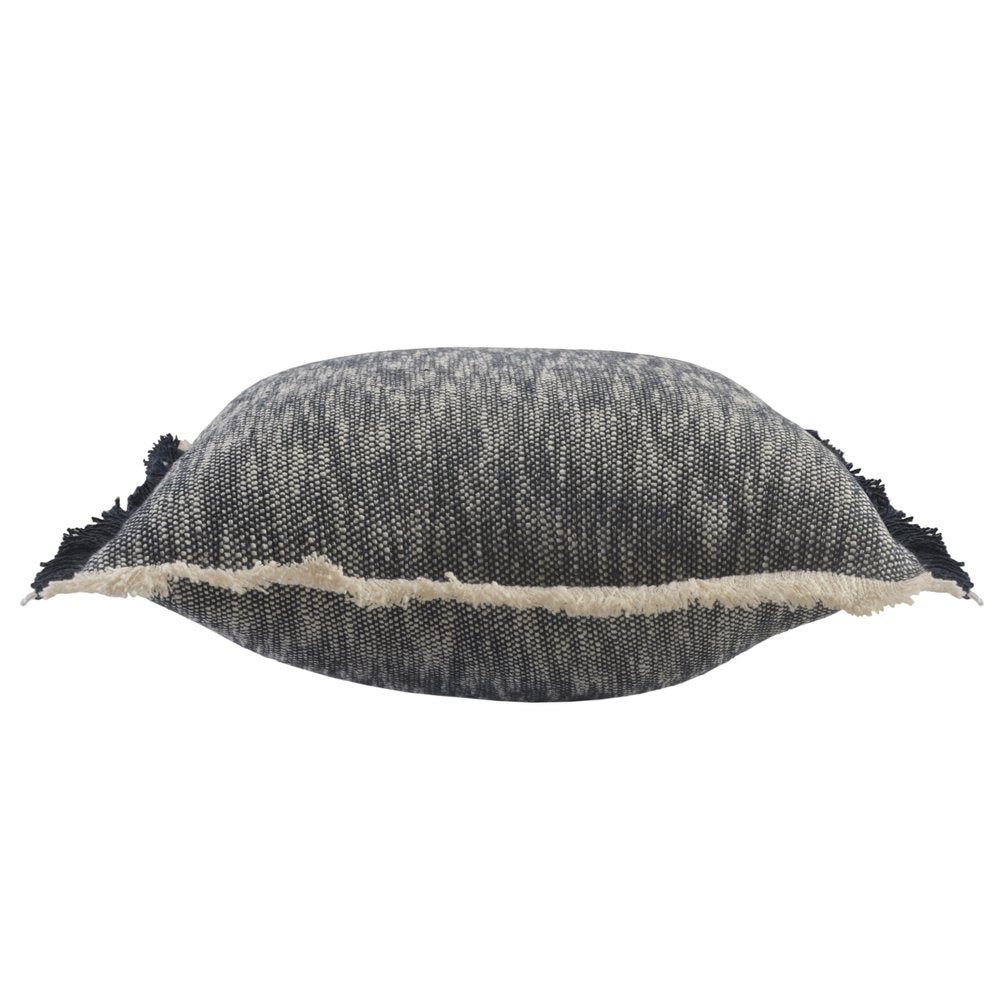 20" X 20" Dark Blue And White 100% Cotton Abstract Zippered Pillow