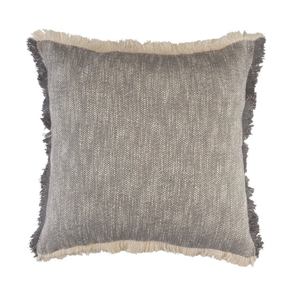 20" X 20" Gray And White 100% Cotton Abstract Zippered Pillow