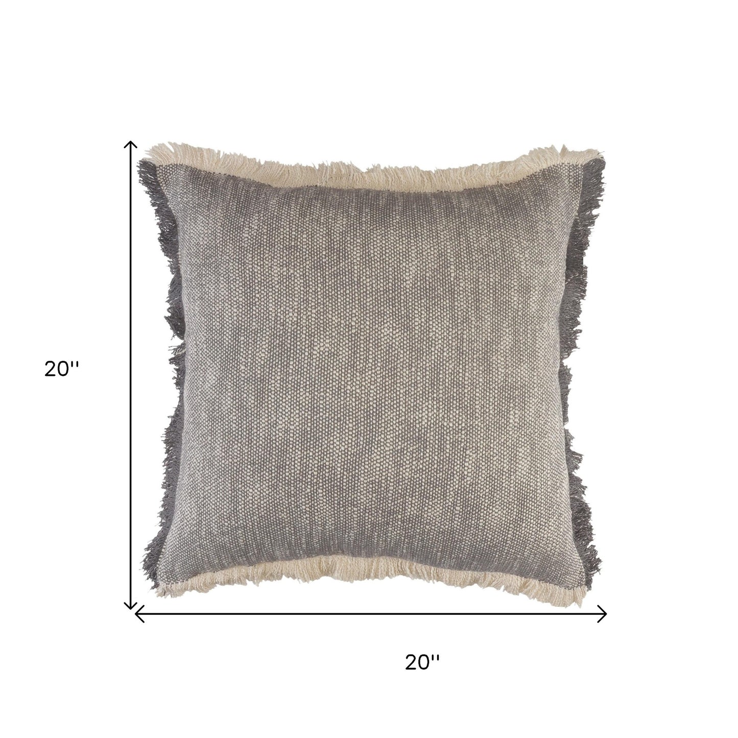 20" X 20" Gray And White 100% Cotton Abstract Zippered Pillow