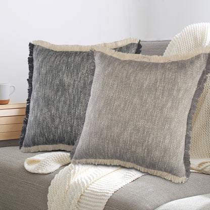 20" X 20" Gray And White 100% Cotton Abstract Zippered Pillow