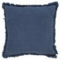 20" Navy Blue Cotton Throw Pillow with Fringe