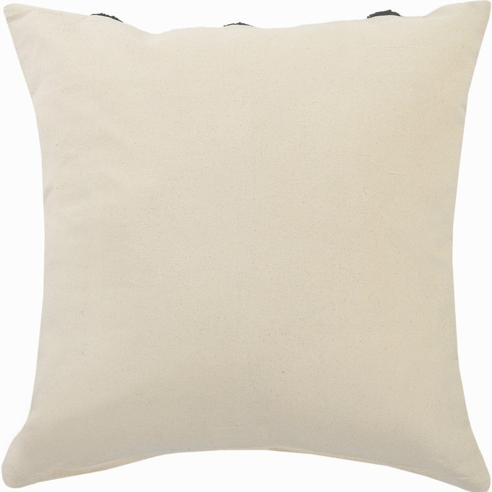 20" X 20" Cream And Black 100% Cotton Geometric Zippered Pillow