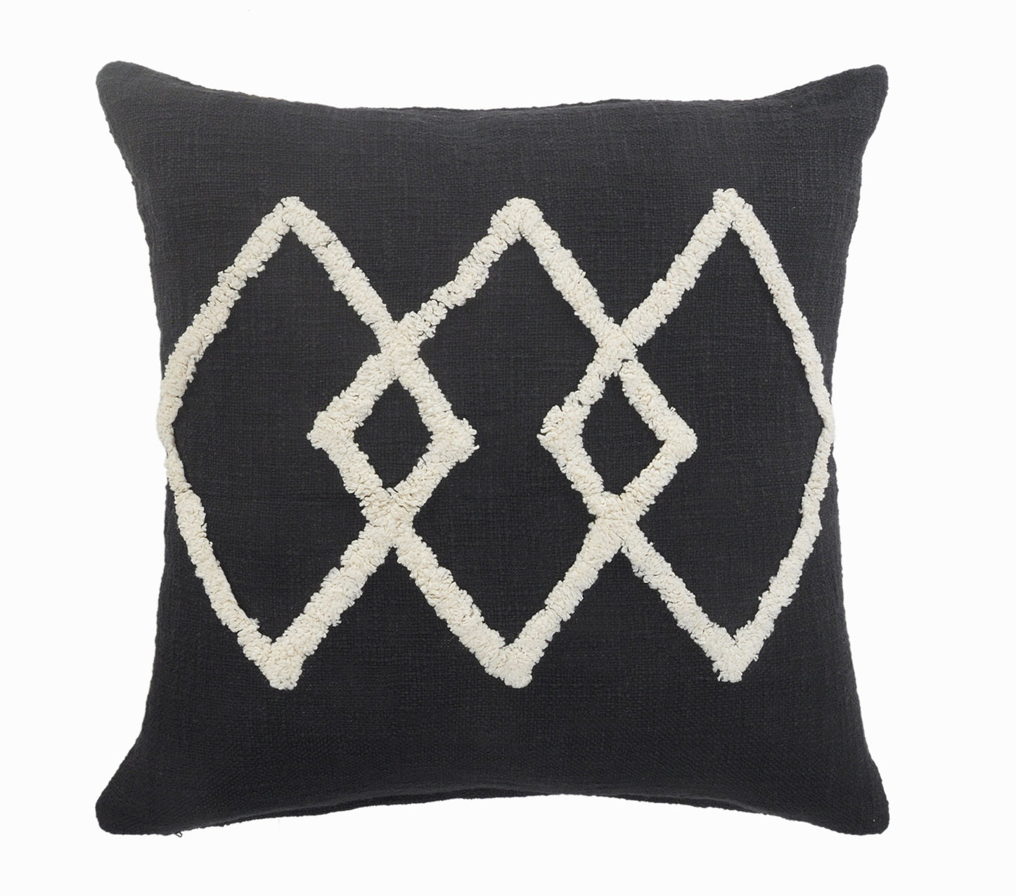 20" X 20" White And Black 100% Cotton Geometric Zippered Pillow