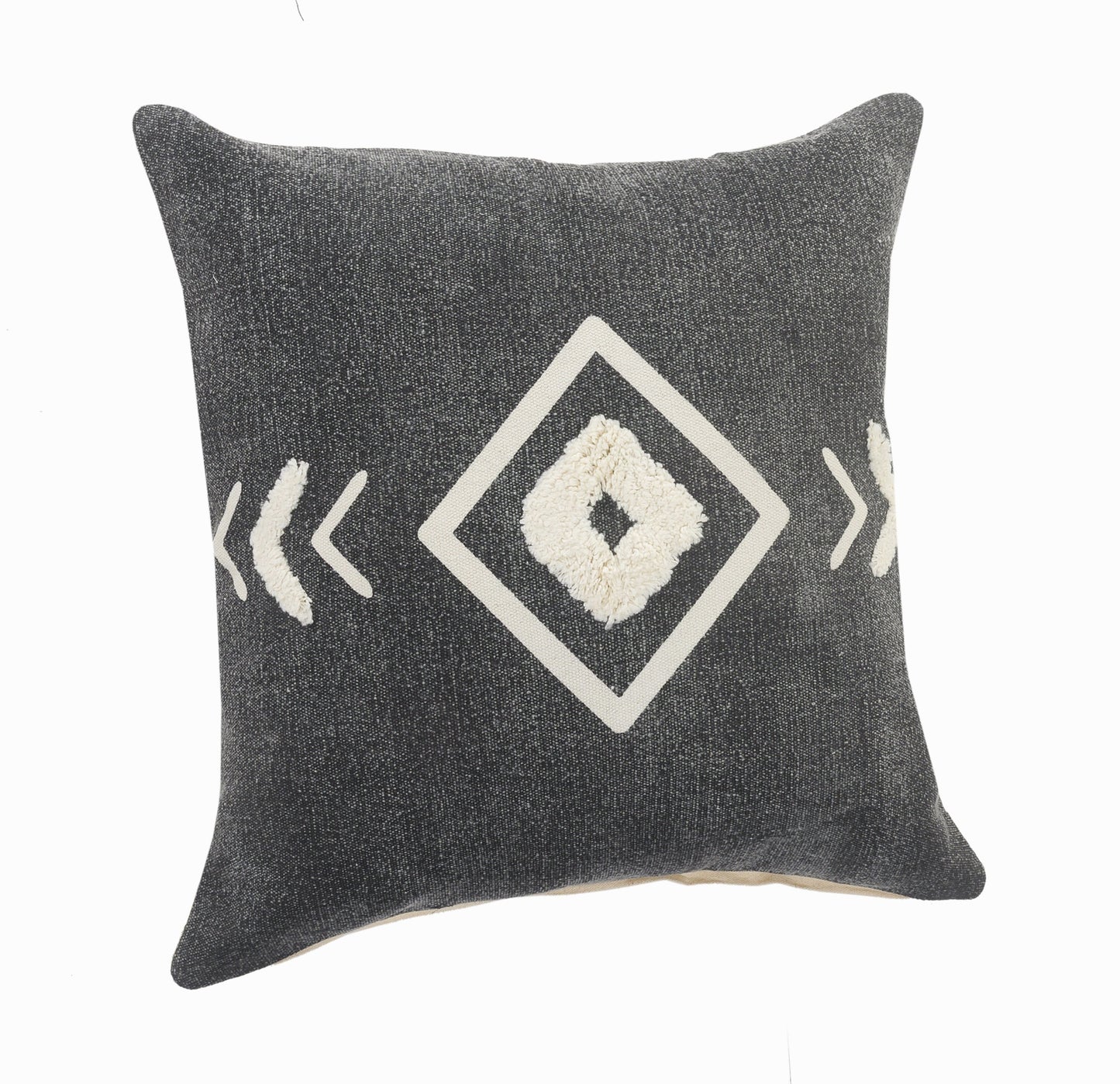 20" X 20" White And Black 100% Cotton Geometric Zippered Pillow