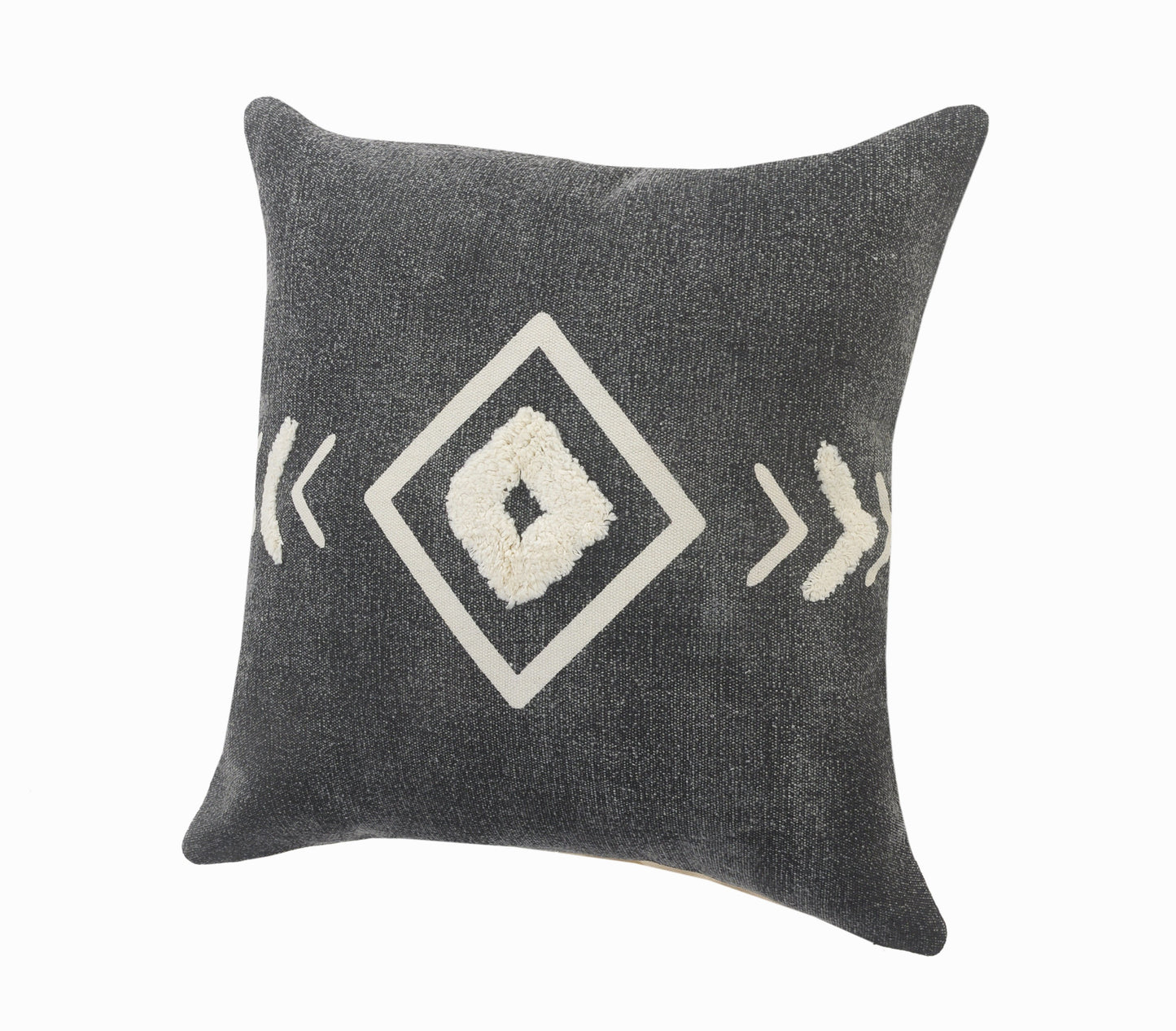 20" X 20" White And Black 100% Cotton Geometric Zippered Pillow