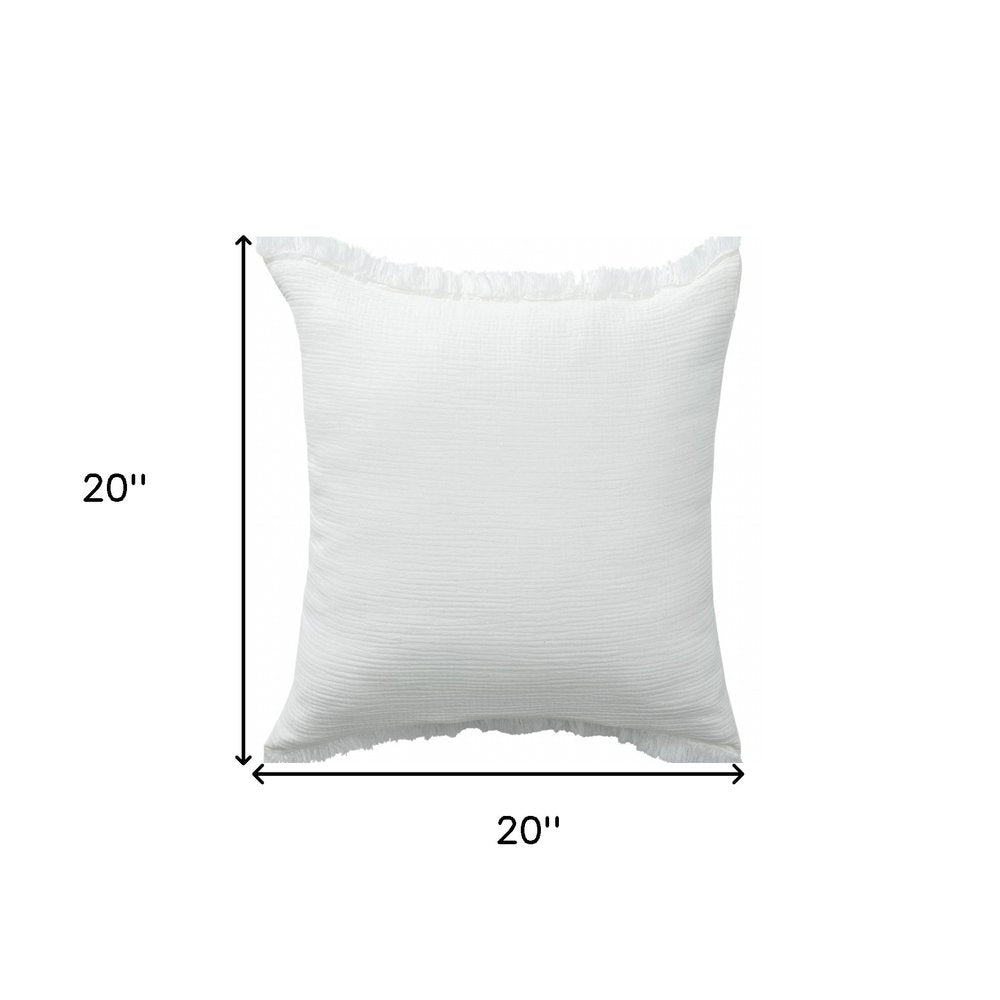 20" X 20" Aqua Blue And Cream 100% Cotton Zippered Pillow