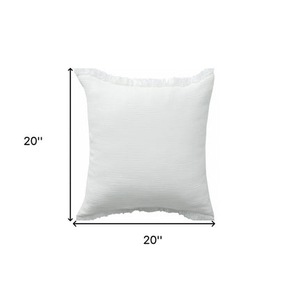 20" X 20" Aqua Blue And Cream 100% Cotton Zippered Pillow