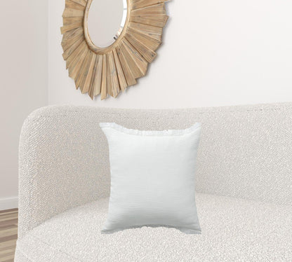 20" X 20" Aqua Blue And Cream 100% Cotton Zippered Pillow