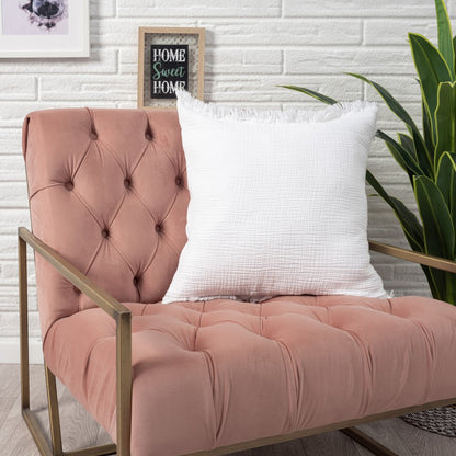 20" X 20" Aqua Blue And Cream 100% Cotton Zippered Pillow