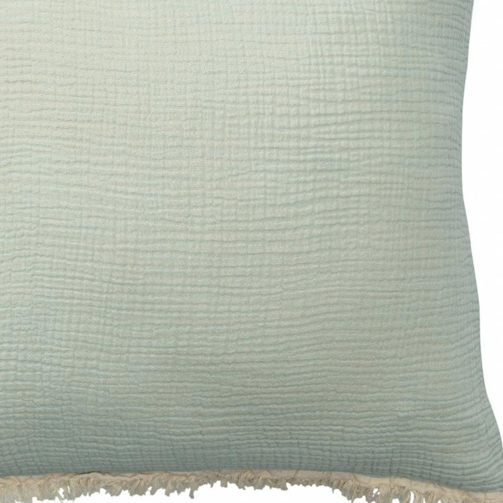20" X 20" Aqua Blue And Cream 100% Cotton Zippered Pillow