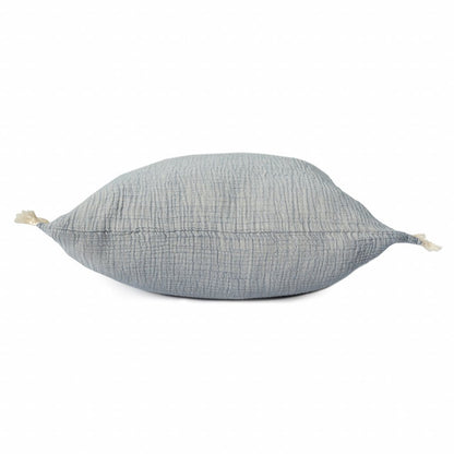 20" X 20" Aqua Blue And Cream 100% Cotton Zippered Pillow