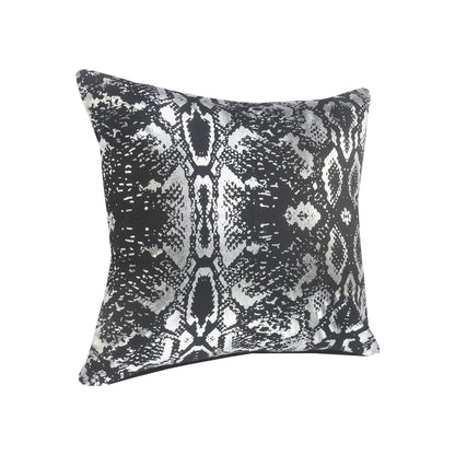 20" Black And Silver Cotton Throw Pillow