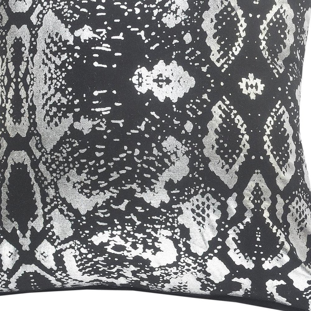 20" Silver And White Cotton Throw Pillow