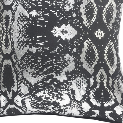 20" Silver And White Cotton Throw Pillow