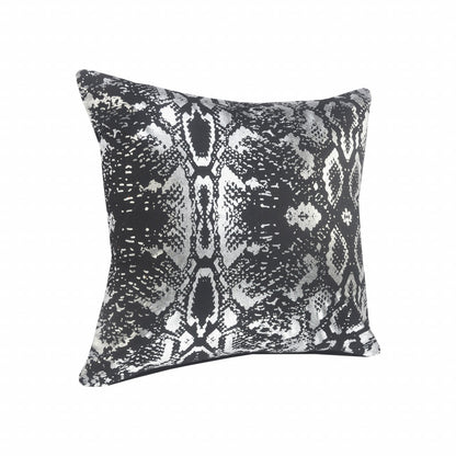 20" X 20" Black And Silver 100% Cotton Animal Print Zippered Pillow