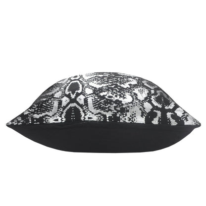 20" Black And Silver Cotton Throw Pillow
