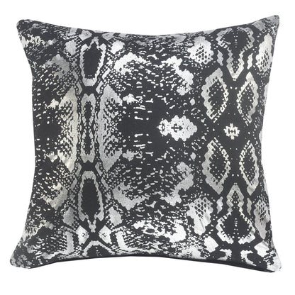 20" Black And Silver Cotton Throw Pillow