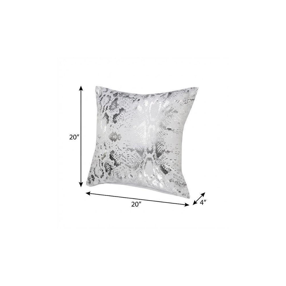 20" Black And Silver Cotton Throw Pillow