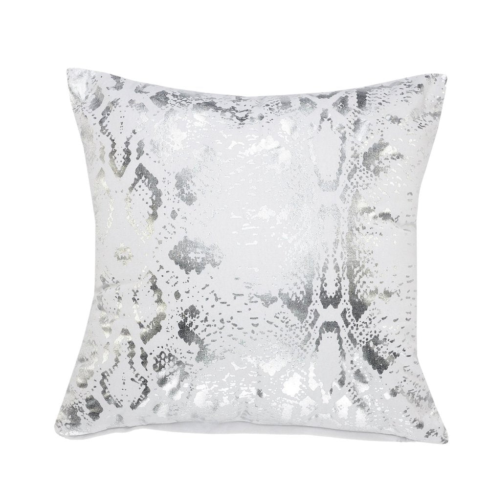 20" Black And Silver Cotton Throw Pillow