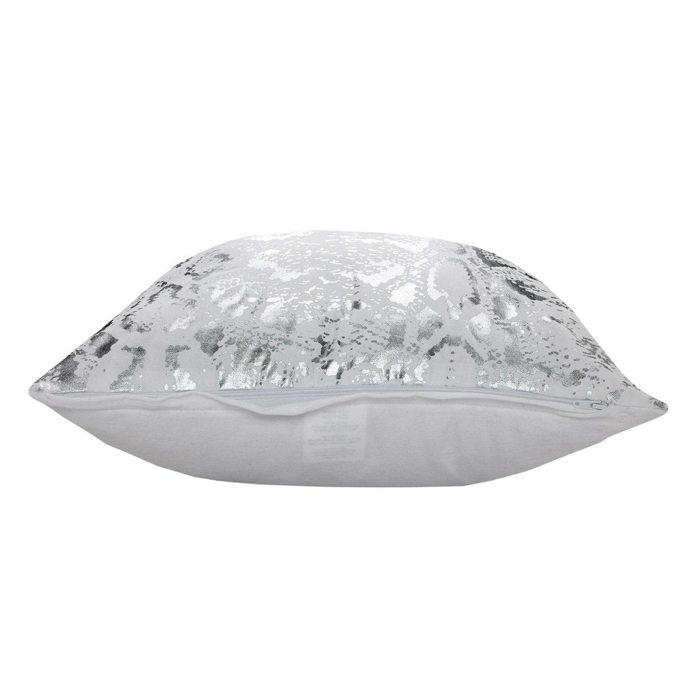 20" Black And Silver Cotton Throw Pillow