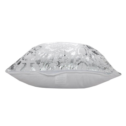 20" Black And Silver Cotton Throw Pillow